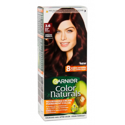 GARNIER COLOR NATURALS 3.6 DEEP RED BROWN — NOURISHING CREAM PERMENANT HAIR COLOR 150 GM